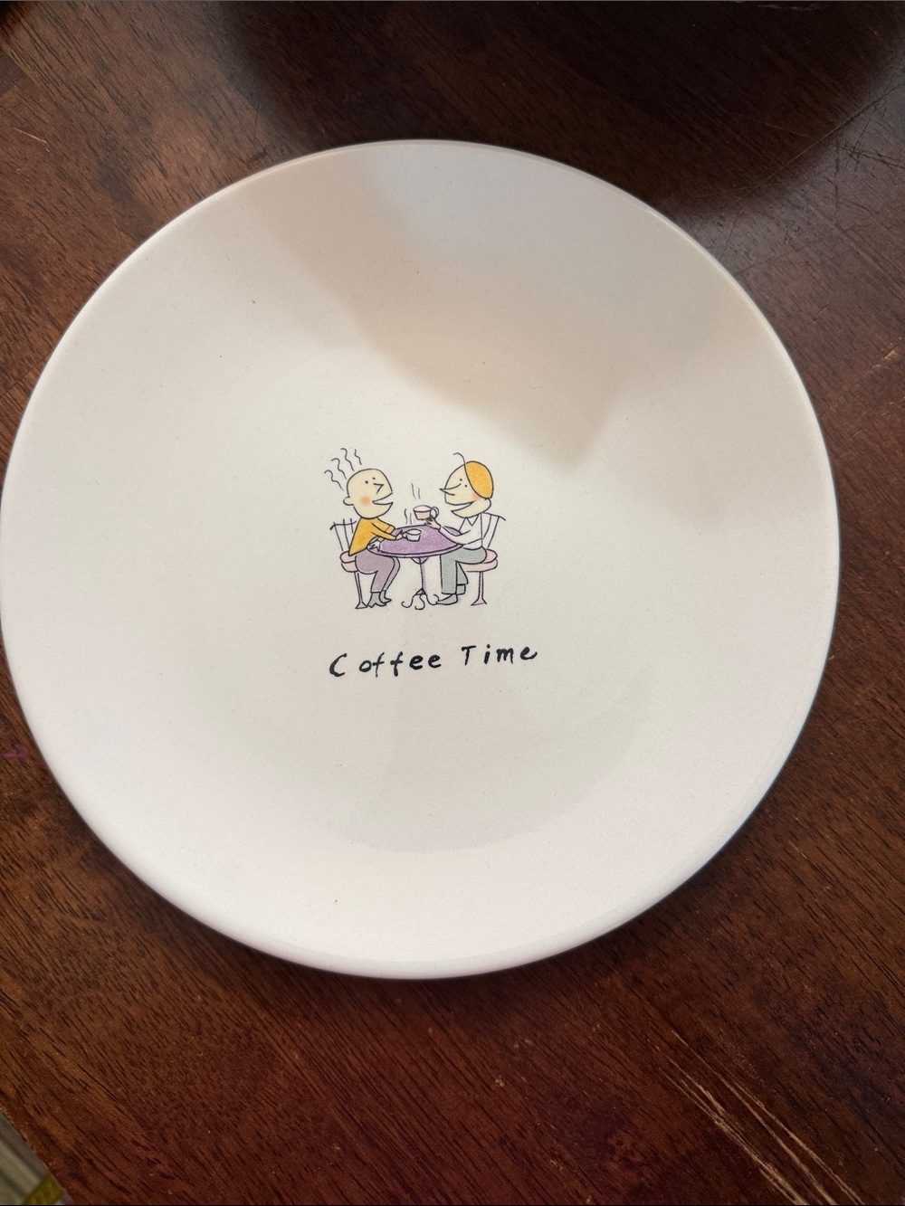 Coffee Time White Ceramic Dessert Plate